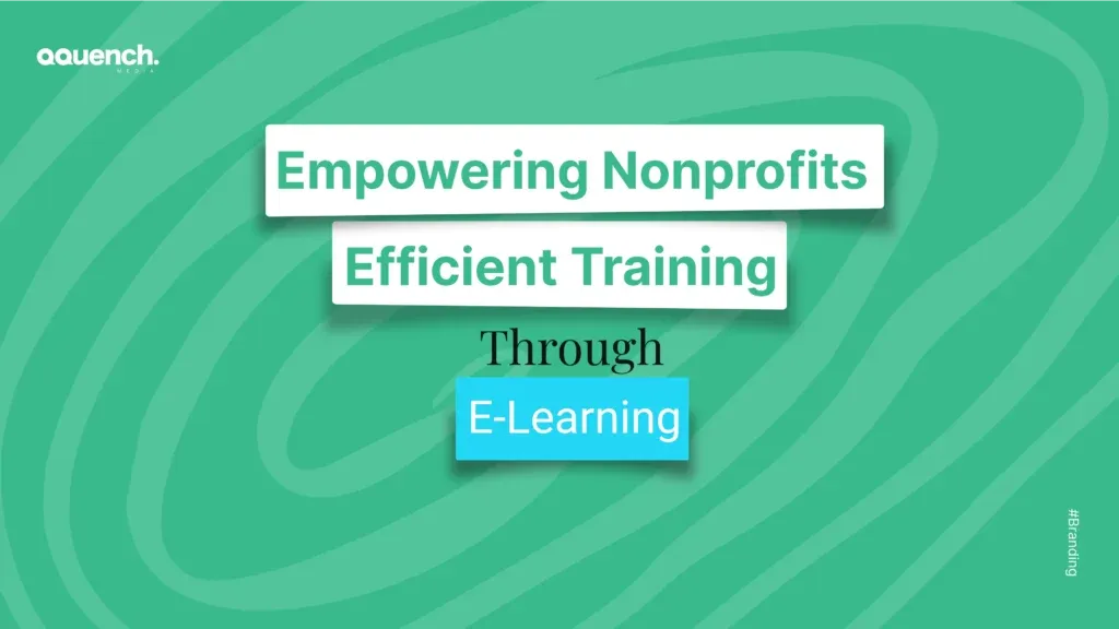 Text-based image on green fingerprint background promoting e-learning solutions for nonprofits, tied to the topic “Empowering Nonprofits.”