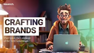 Charming 3D character working on a laptop, representing next-gen branding crafted with character and creativity.