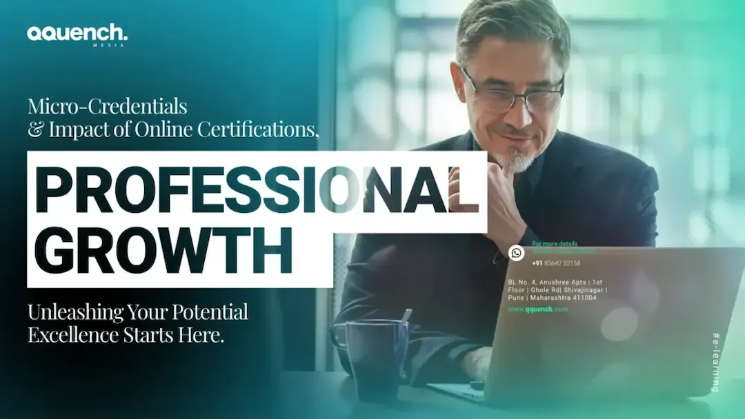Qquench Media graphic highlighting how micro-credentials and online certifications drive career and professional development.