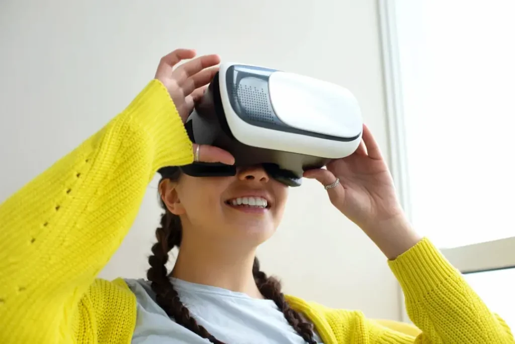 Young Woman wearing a VR headset