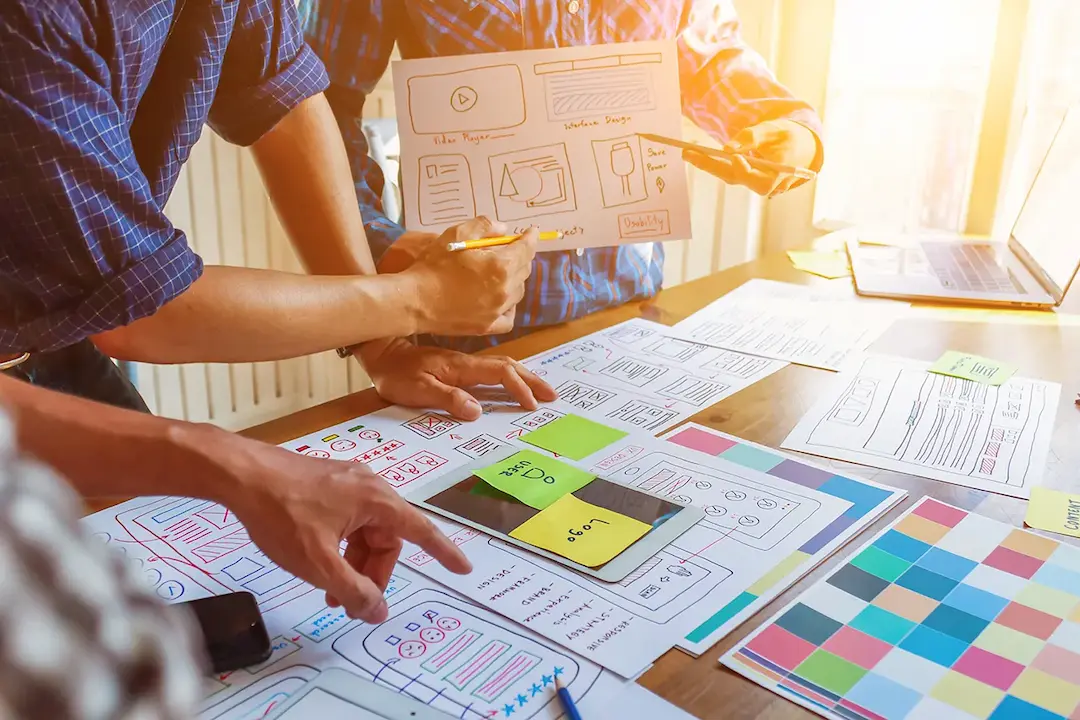Brainstorming session and UX research by a team of designers.