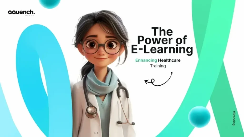 Stylized illustration of a woman doctor with glasses and stethoscope, standing against a white background with teal accents.