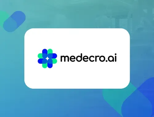 Logo featuring a stylized blue and green geometric flower symbol next to a modern sans-serif wordmark for a healthcare client.