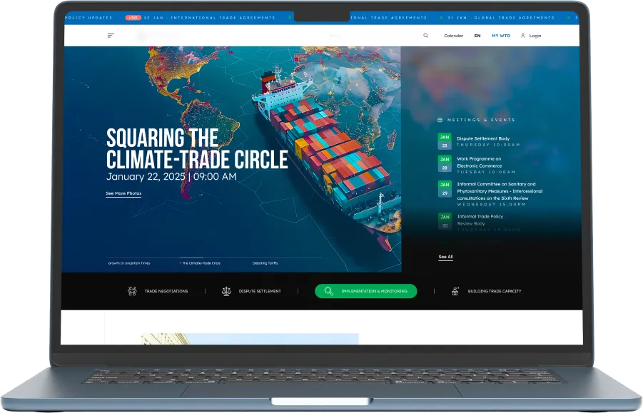 Homepage Concept for a Global Trade Institution